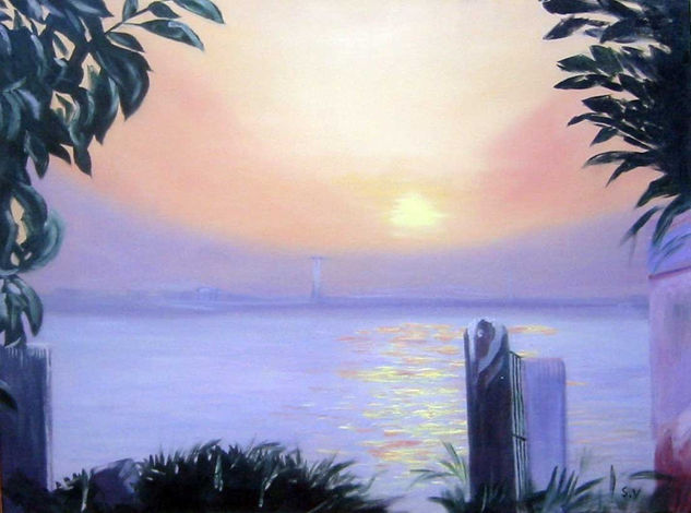 Atardecer en la Casería Oil Canvas Landscaping