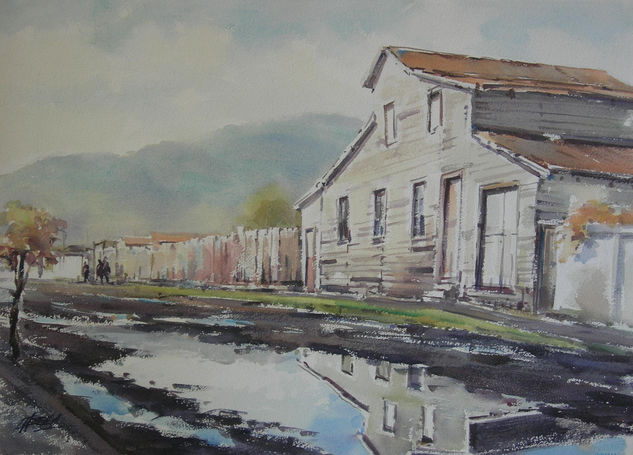 Reflejos de la calle Watercolour Canvas Landscaping