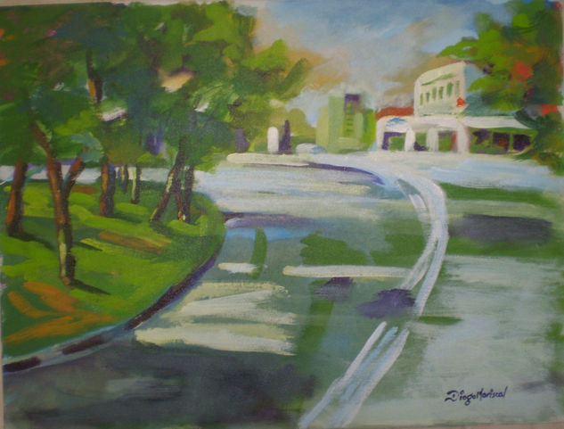 Una calle famosa Acrylic Canvas Landscaping