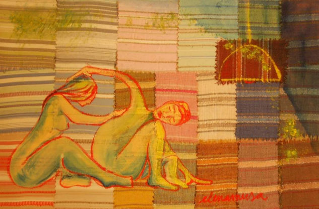 A la llum de la làmpada Oil Textile Figure Painting