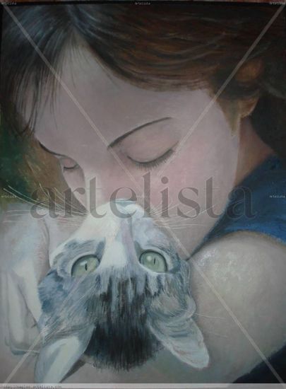 Mi adorada gatita Oil Canvas Portrait