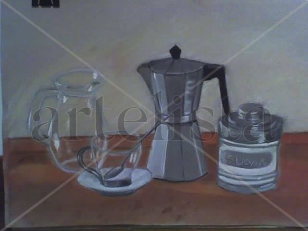 tomando cafe