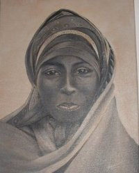 MUJER AFRICANA Acrílico Lienzo Retrato