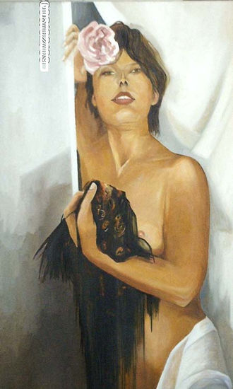 Mantilla y rosa Oil Canvas