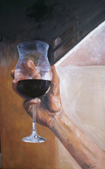 a tu salud Oil Panel Figure Painting