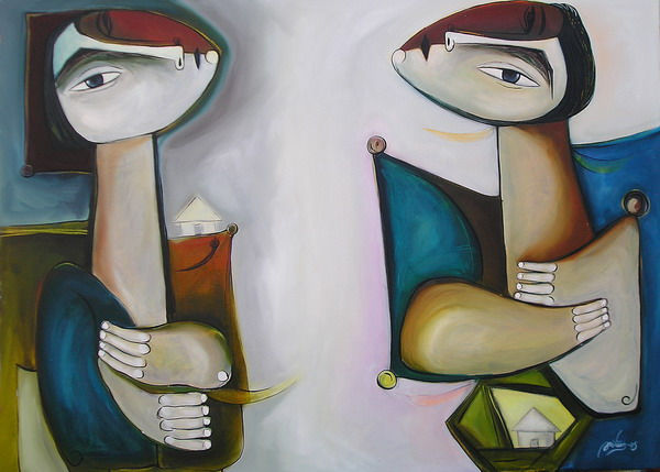 Romance que besa y empuja Oil Canvas