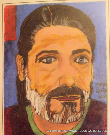 Autoretrato con distintivo rojo Pastel Papel Retrato