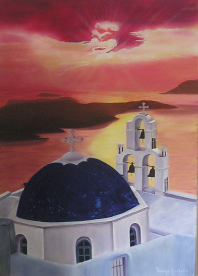 Atardece en Mikonos Óleo Lienzo