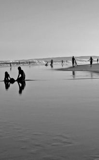 Playa en blanco y...