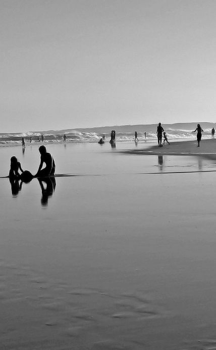 Playa en blanco y...