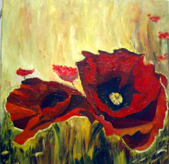 roselles grans 2 Oil Canvas Floral Painting