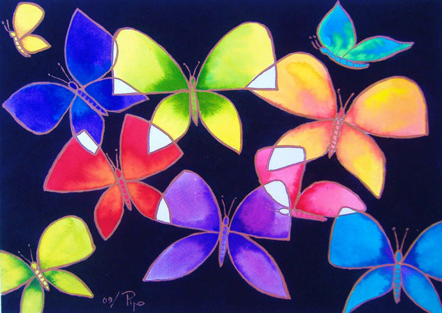 mariposas multicolores 3 Watercolour Paper Others