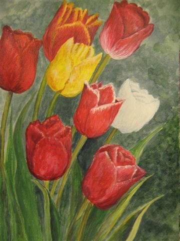 TULIPANES II Acrylic Paper Floral Painting