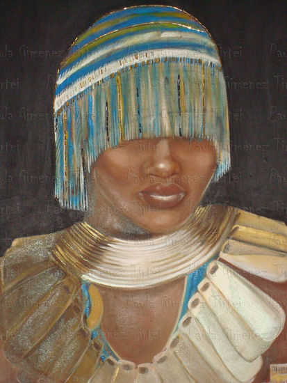 "Reina Barabaig" Oil Canvas Portrait