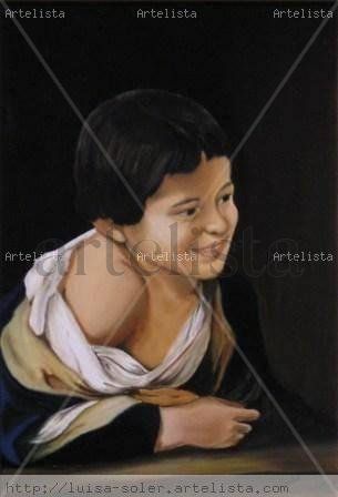 Niño en el alfeizar Oil Canvas Figure Painting