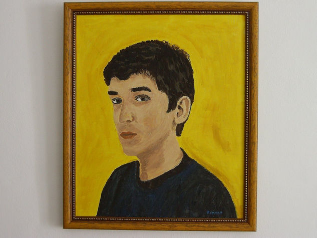 Retrato con fondo amarillo Óleo Lienzo