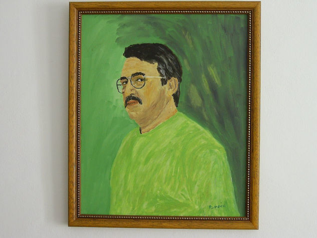 Retrato con fondo verde Óleo Lienzo