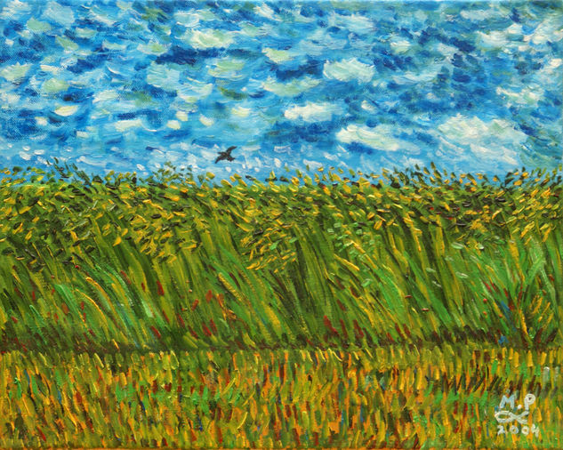 Campo de trigo con alondra. Versión de Van Gogh Oil Canvas Landscaping