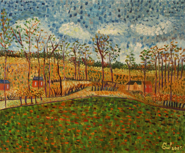 Un día de primavera. Versión de Camille Pissarro Oil Canvas Landscaping