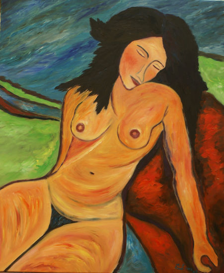 La puta de la dulzura. Versión de Amedeo Modigliani Óleo Lienzo Desnudos