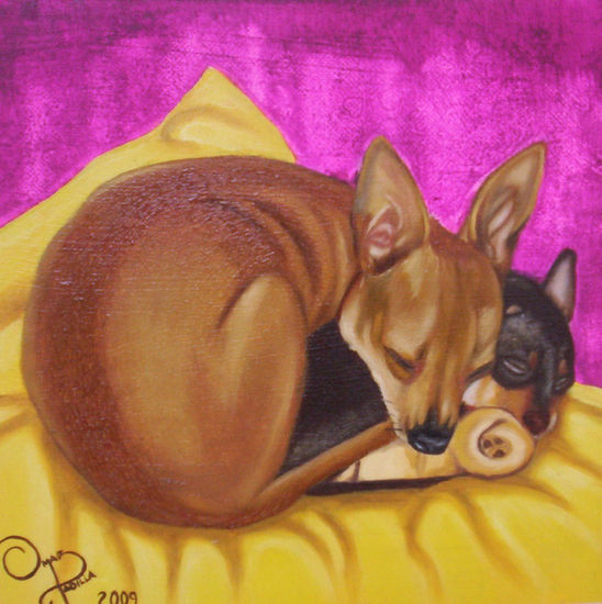 CUIDANDO TU SUEÑO Oil Canvas Animals