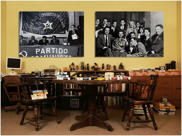 Don Blas con Frida Kahlo , Diego Rivera, David Alfaro Siquieros