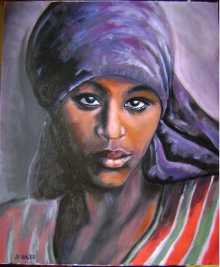 Moza africana. Mixed media Canvas Portrait