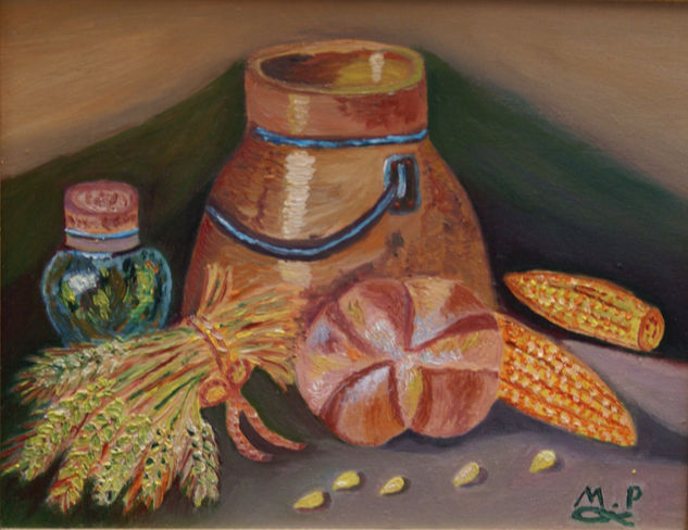 Pan y maiz Oil Canvas Still Life Paintings