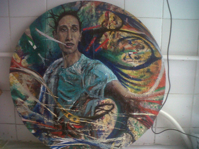 Conectando con el universo Óleo Tabla Retrato