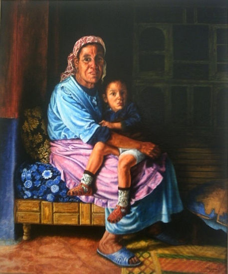 Familia marroquí Oil Canvas Figure Painting