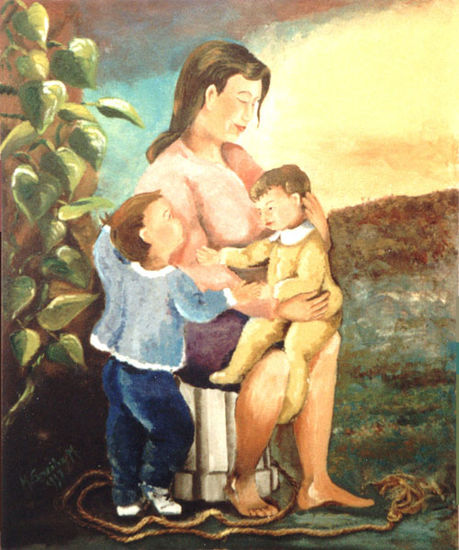 Maternidad1 Óleo Tabla Figura