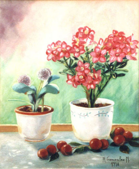 Macetas Oil Canvas Floral Painting