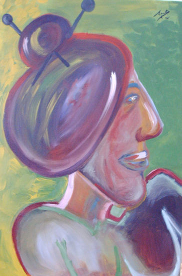 MUJER CON MOÑO Acrylic Canvas Figure Painting