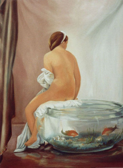 El baño Oil Canvas Nude Paintings