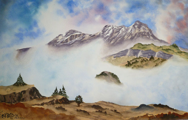 Entre nubes Watercolour Paper Landscaping