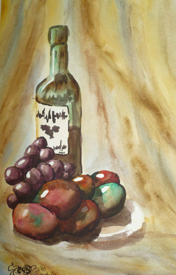 Botella Watercolour Paper Still Life Paintings