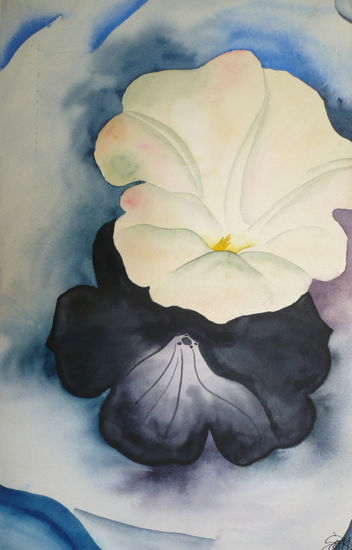 Blanca y negra Watercolour Paper Floral Painting