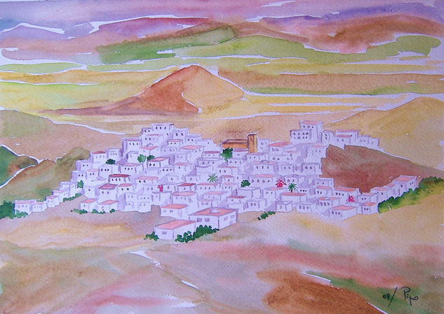 mojacar Acuarela Papel Paisaje