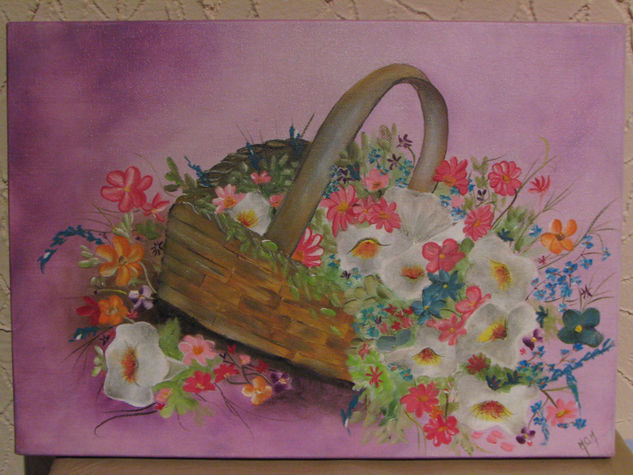 Canasto de flores Oil Canvas Landscaping