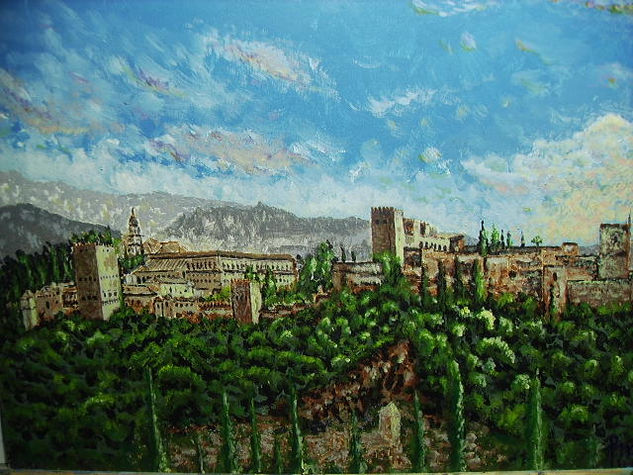 La Alhambra desde el Albaycin Acrylic Canvas Landscaping