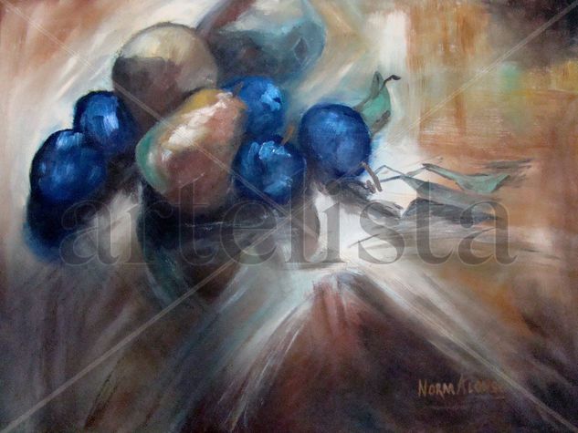 BODEGON CON CIRUELAS Oil Canvas Still Life Paintings