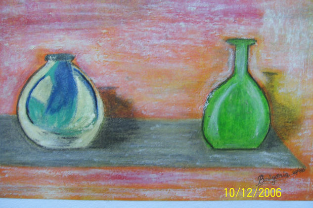 jarrones Pastel Paper Still Life Paintings