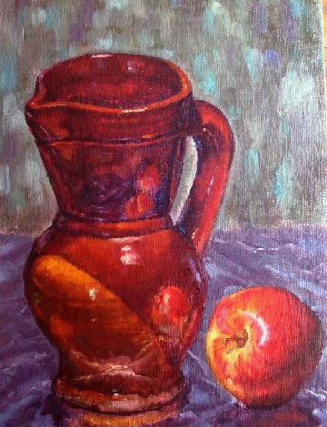 Jarrón con manzana Oil Panel