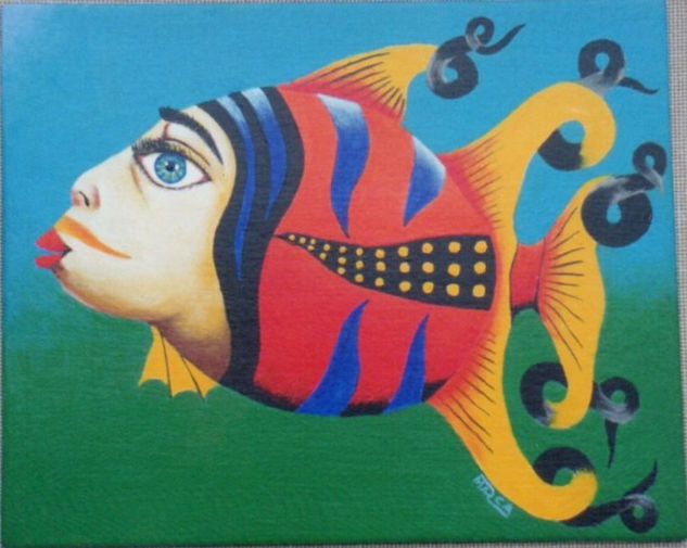 "Pez sirena II" Acrylic Canvas Figure Painting