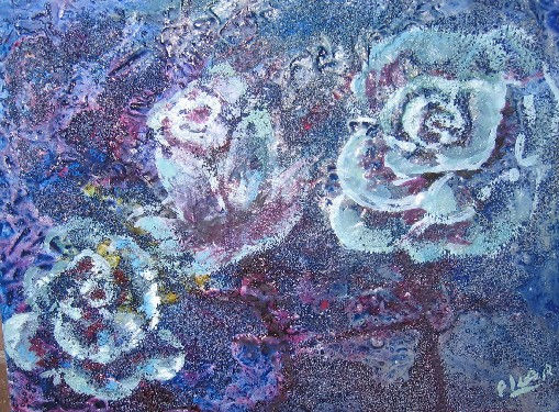 Roses blaves Mixed media