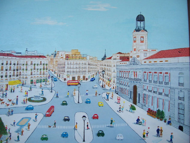 en La Puerta del Sol (Madrid) Oil Canvas Landscaping