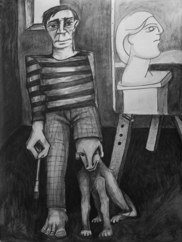 Yo,  como perro, ayudando a Picasso