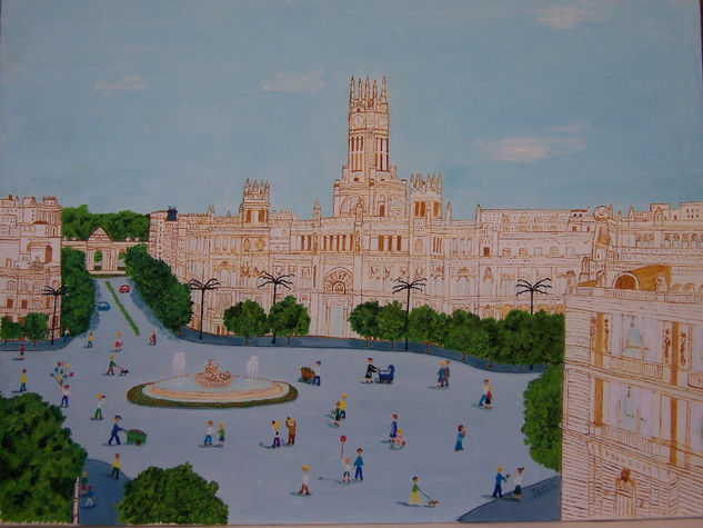 Plaza de CibelesMadrid Oil Canvas Landscaping