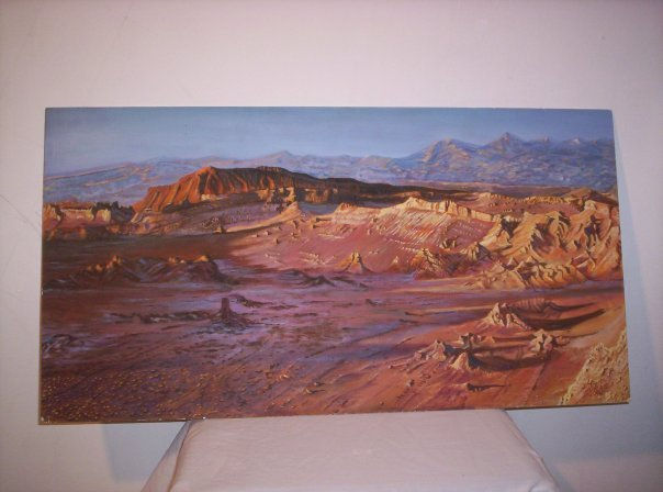 Valle de La Luna al Atardecer Óleo Tabla Paisaje