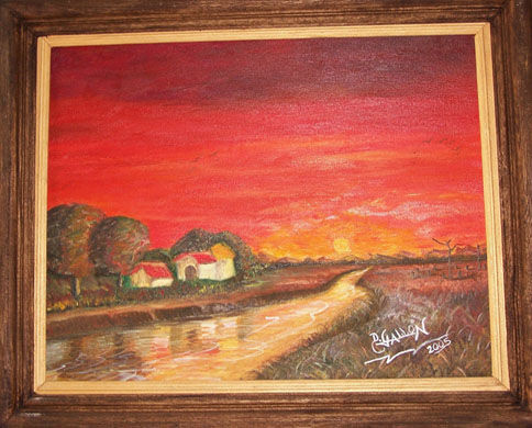 atardecer en los llanos Oil Canvas